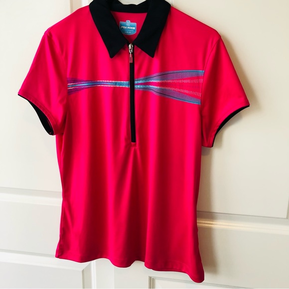 PGA Tour Tops - PGA Tour women’s golf shirt sz. Large short sleeve. V-neck with zipper.